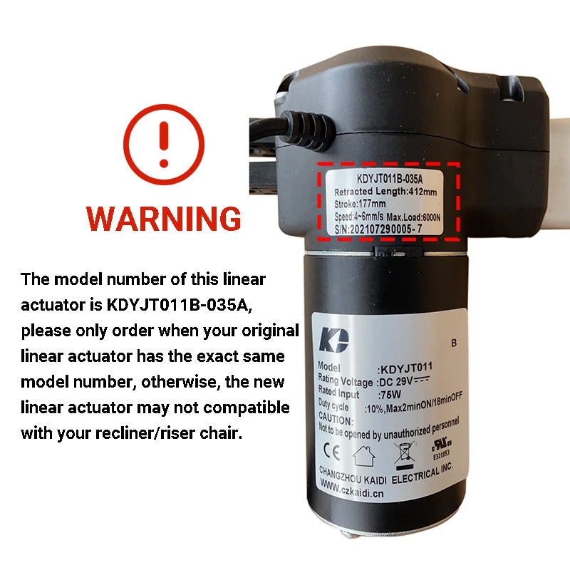 KDYJT011B-035A Kaidi Linear Actuator Motor For GFA Riser Recliner 4 KDYJT011B-035A Kaidi Linear Actuator Motor For GFA Riser Recliner - Image 2