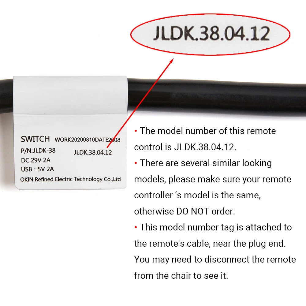 OKIN JLDK.38.04.12 9 Button 9 Pin Remote Controller For Recliner With USB 5 OKIN JLDK.38.04.12 9 Button 9 Pin Remote Controller For Recliner With USB - Image 3