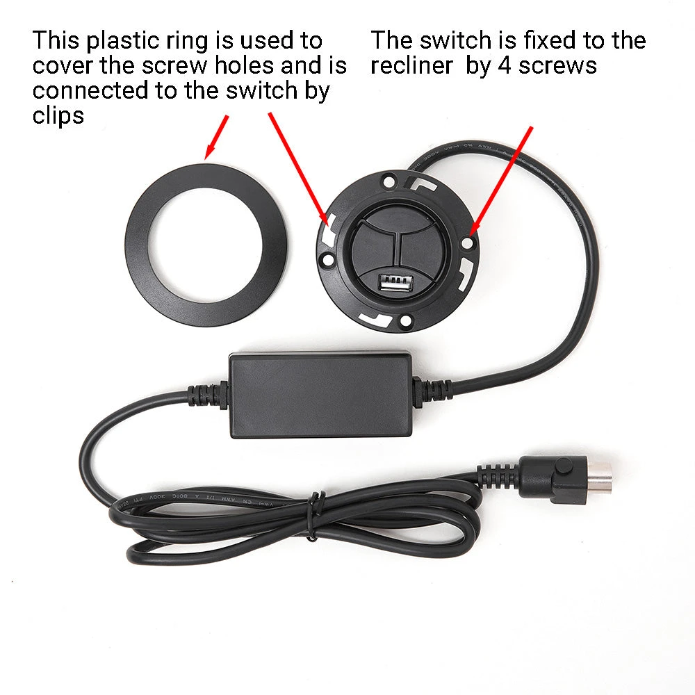 RMT Round 2 Button Switch W/ USB Backlit For Recliner Lift Chair 5 RMT Round 2 Button Switch W/ USB Backlit For Recliner Lift Chair - Image 3