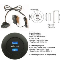 DIY Mounted Furniture USB Charging Port 5V 2A Dual USB With Power Adapter -Control Gear Shop 4 8d68bd45 6a9c 48f8 862a f63842efbbfd