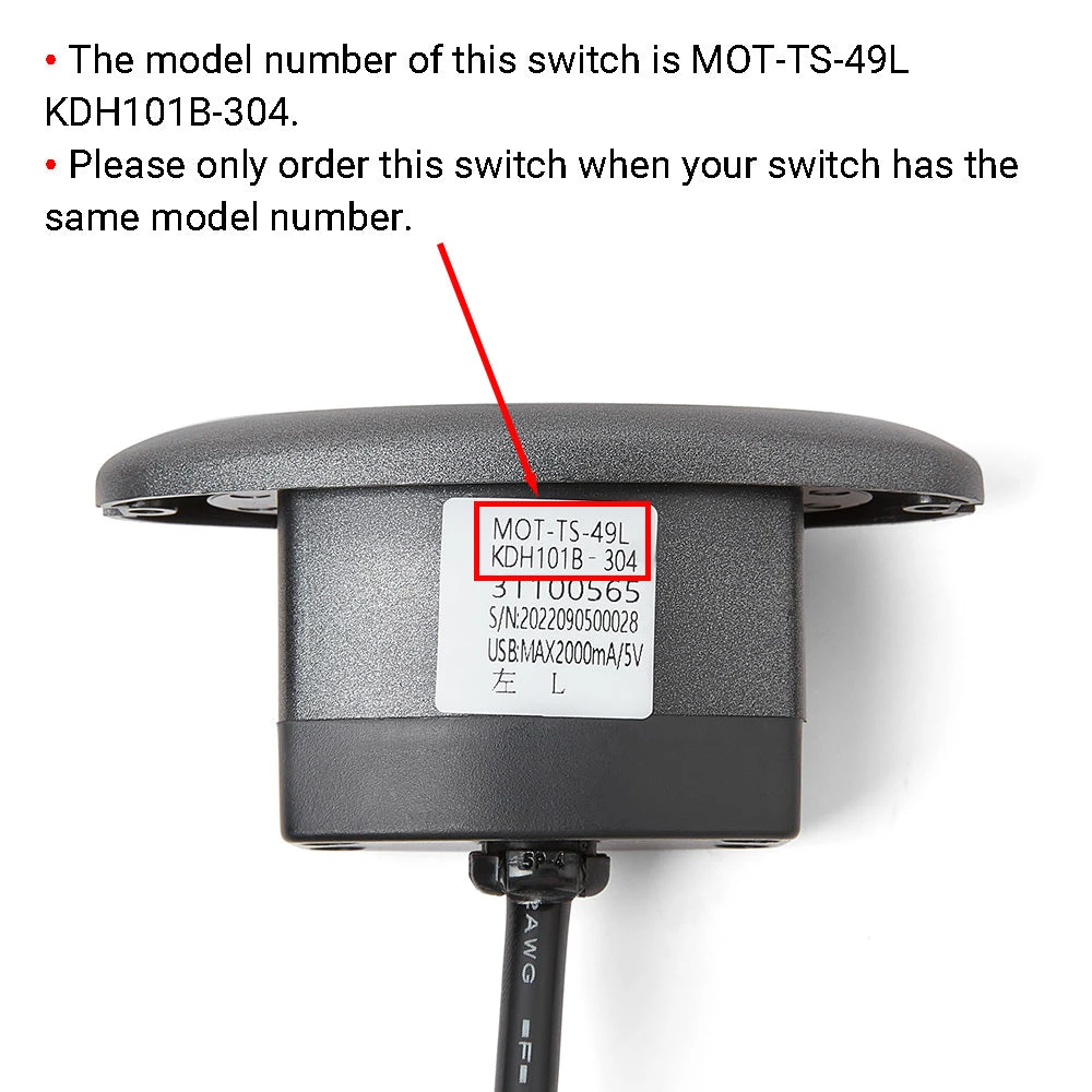 MOT-TS-49L KDH101B-304 2 Button Switch For Recliner/Lift Chair With USB 4 MOT-TS-49L KDH101B-304 2 Button Switch For Recliner/Lift Chair With USB - Image 2