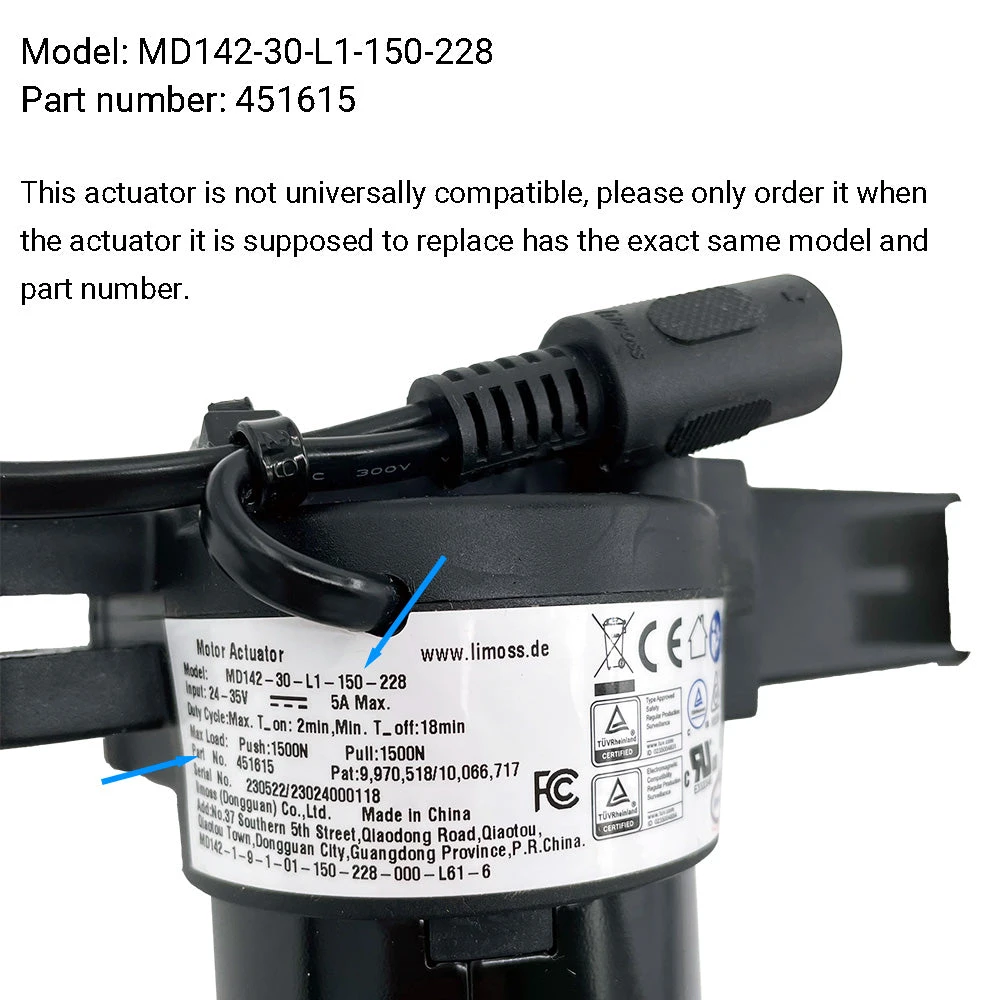 Limoss 451615 MD142-30-L1-150-228 Linear Actuator 4 Limoss 451615 MD142-30-L1-150-228 Linear Actuator - Image 2