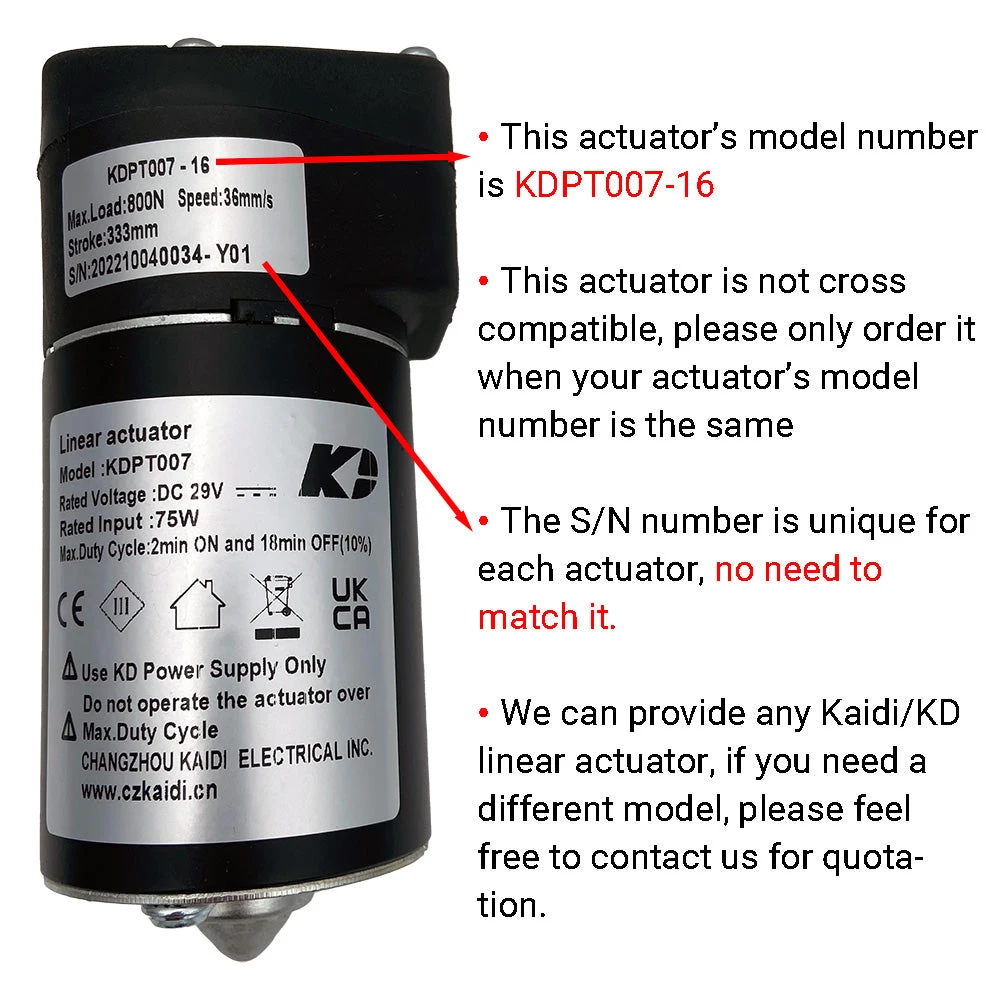 Kaidi KDPT007-16 Linear Actuator Motor For Recliner 4 Kaidi KDPT007-16 Linear Actuator Motor For Recliner - Image 2